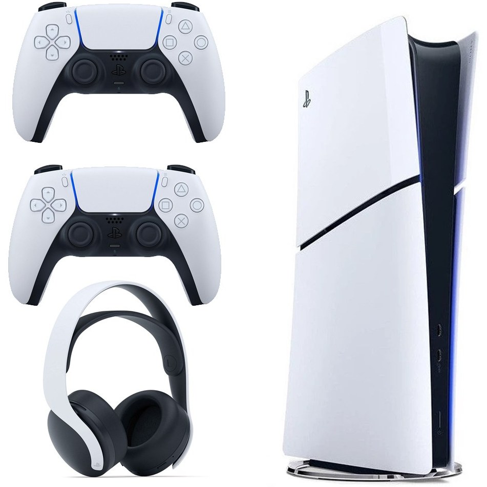 سونی پلی استیشن 5 اسلیم دیجیتال 1TB، فول گیم، دارای باکس و دو دسته ارجینال و هدست وایرلس گرید A++++